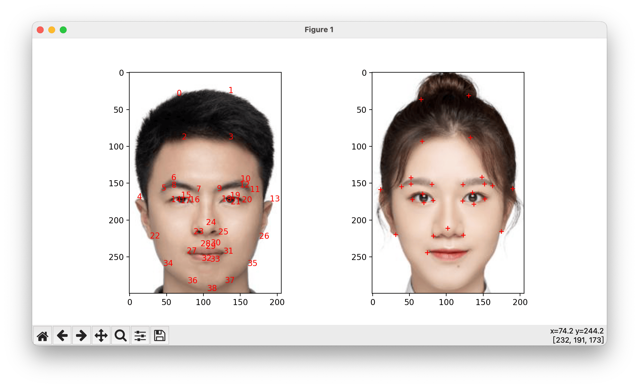 Python script for defining corresponding points on two images.