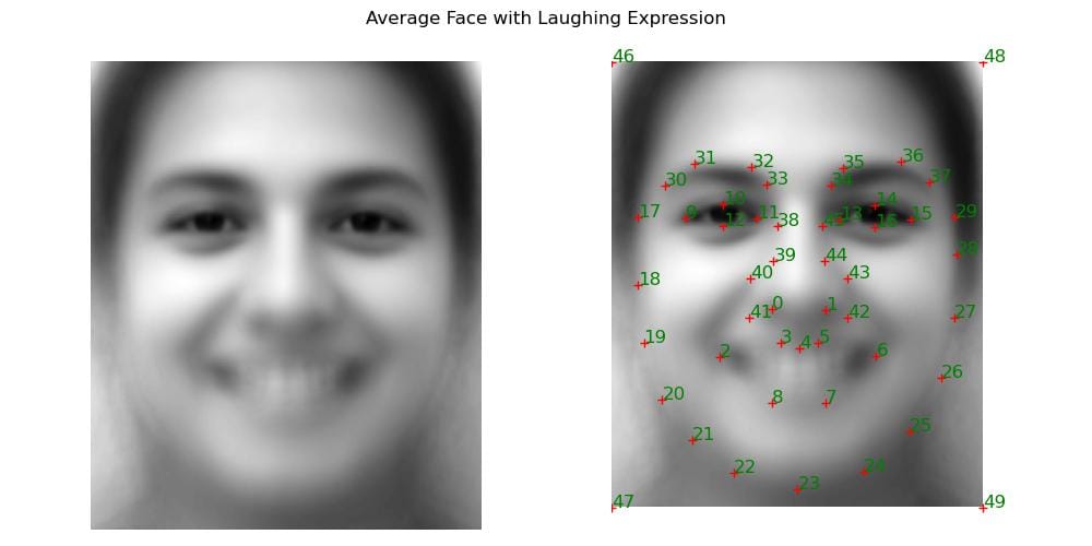 Mean face of laughing expressions.