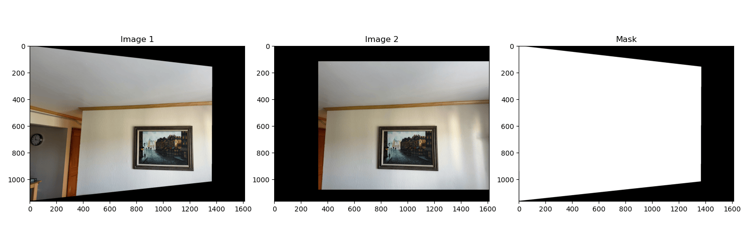 Warped image 1, Expanded image 2, and Mask.